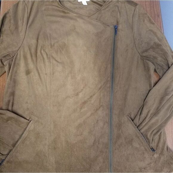 NWOT J.Jill Large Brown full zip jacket. Brown velvet type material - Picture 1 of 6